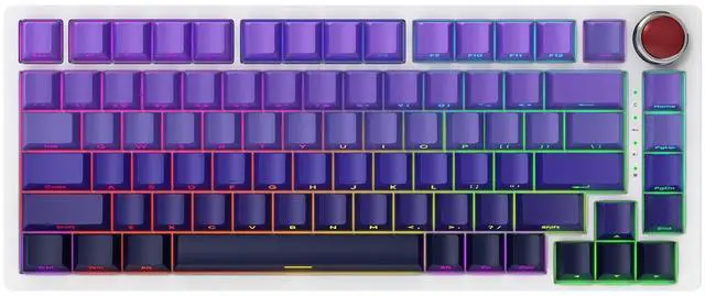 Main image of YK82 Aluminum Mechanical Keyboard,75% Gasket Mount Hot Swap Tri-Mode Wireless BT5.0/2.4GHz/USB-C Custom RGB Gaming Keyboard with Gradient Side Printed Keycaps Knob for PC/Mac Gamer (Purple)