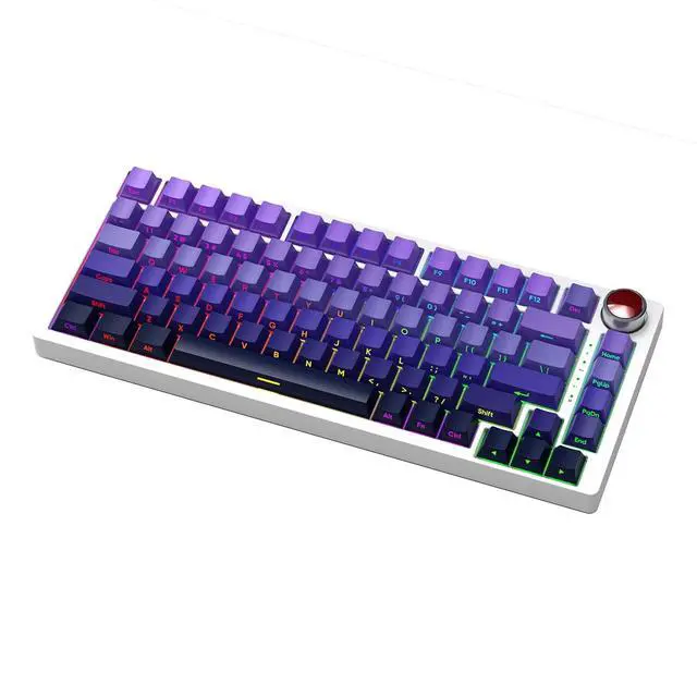 Alt view image 7 of 7 - YK82 Aluminum Mechanical Keyboard,75% Gasket Mount Hot Swap Tri-Mode Wireless BT5.0/2.4GHz/USB-C Custom RGB Gaming Keyboard with Gradient Side Printed Keycaps Knob for PC/Mac Gamer (Purple)