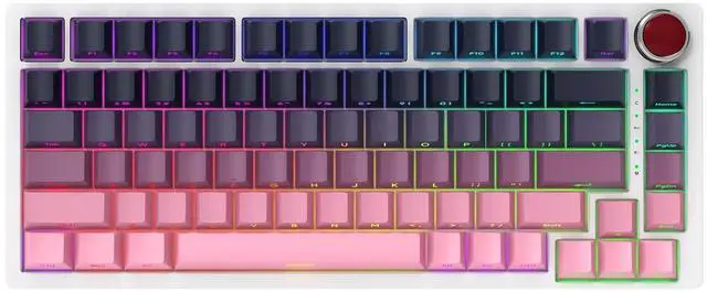 Main image of YK82 Aluminum Mechanical Keyboard,75% Gasket Mount Hot Swap Tri-Mode Wireless BT5.0/2.4GHz/USB-C Custom RGB Gaming Keyboard with Gradient Side Printed Keycaps Knob for PC/Mac Gamer (Pink-Black)