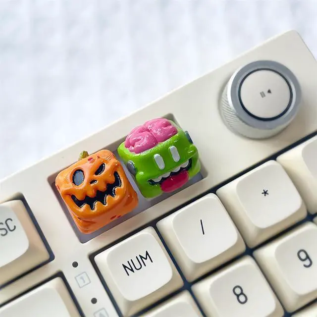 Alt view image 6 of 7 - Halloween Keyboard Keycaps,Novelty ESC Keycaps Custom Artisan Resin Keycap Cherry MX Switches Mechanical Gaming Keyboard Personalized R4 Keys Replacement (Ghost)