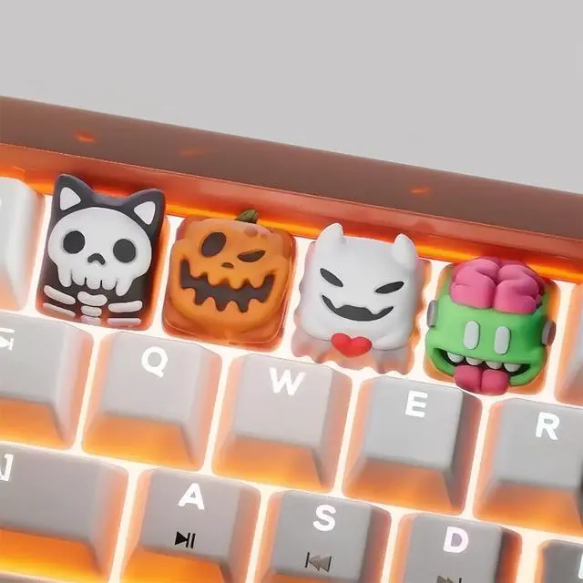 Alt view image 2 of 7 - Halloween Keyboard Keycaps,Novelty ESC Keycaps Custom Artisan Resin Keycap Cherry MX Switches Mechanical Gaming Keyboard Personalized R4 Keys Replacement (Ghost)