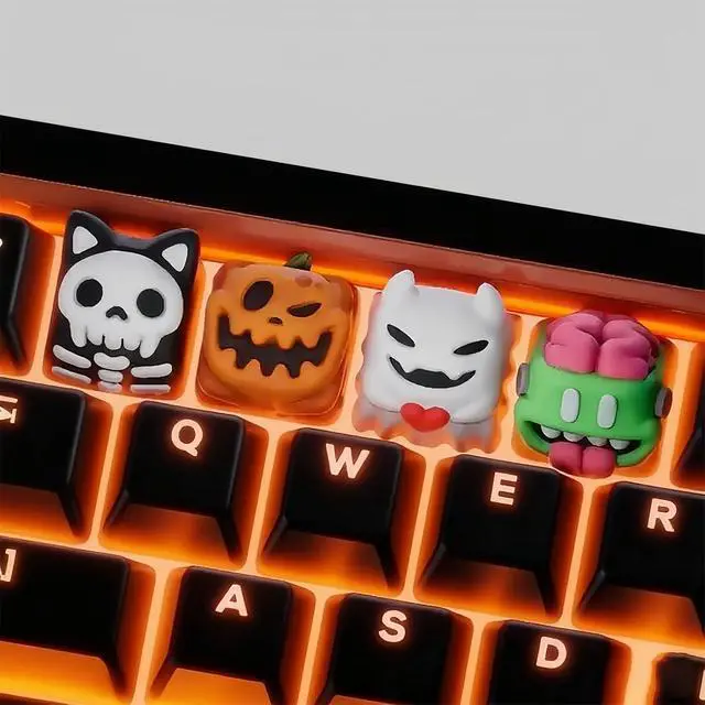 Alt view image 3 of 7 - Halloween Keyboard Keycaps,Novelty ESC Keycaps Custom Artisan Resin Keycap Cherry MX Switches Mechanical Gaming Keyboard Personalized R4 Keys Replacement (Ghost)