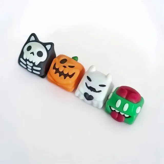 Alt view image 5 of 7 - Halloween Keyboard Keycaps,Novelty ESC Keycaps Custom Artisan Resin Keycap Cherry MX Switches Mechanical Gaming Keyboard Personalized R4 Keys Replacement (Ghost)