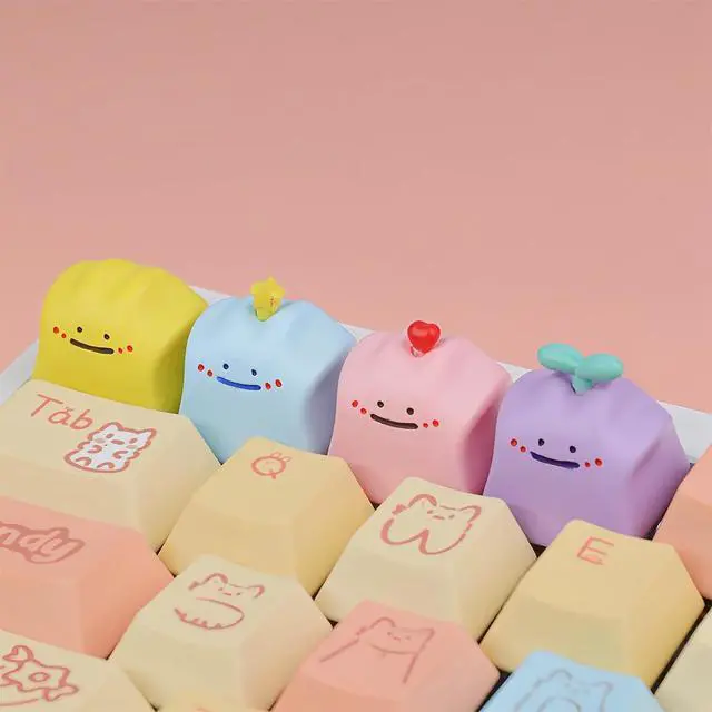 Alt view image 3 of 7 - Cute Anime Keycaps,Artisan Resin Custom Keycaps 3D Kawaii Cartoon ESC Keycap for Cherry MX Switches Mechanical Gaming Keyboard DIY,PC Gamer Gifts (Cheese Yellow)