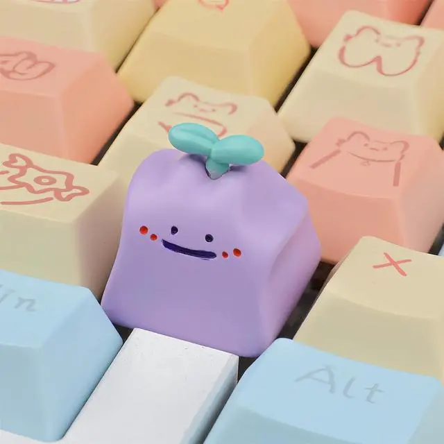Alt view image 2 of 7 - Cute Anime Keycaps,Artisan Resin Custom Keycaps 3D Kawaii Cartoon ESC Keycap for Cherry MX Switches Mechanical Gaming Keyboard DIY,PC Gamer Gifts (Creamy Purple)