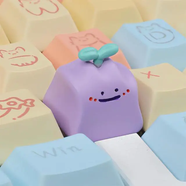 Alt view image 5 of 7 - Cute Anime Keycaps,Artisan Resin Custom Keycaps 3D Kawaii Cartoon ESC Keycap for Cherry MX Switches Mechanical Gaming Keyboard DIY,PC Gamer Gifts (Creamy Purple)
