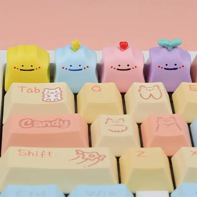 Alt view image 6 of 7 - Cute Anime Keycaps,Artisan Resin Custom Keycaps 3D Kawaii Cartoon ESC Keycap for Cherry MX Switches Mechanical Gaming Keyboard DIY,PC Gamer Gifts (Cheese Yellow)