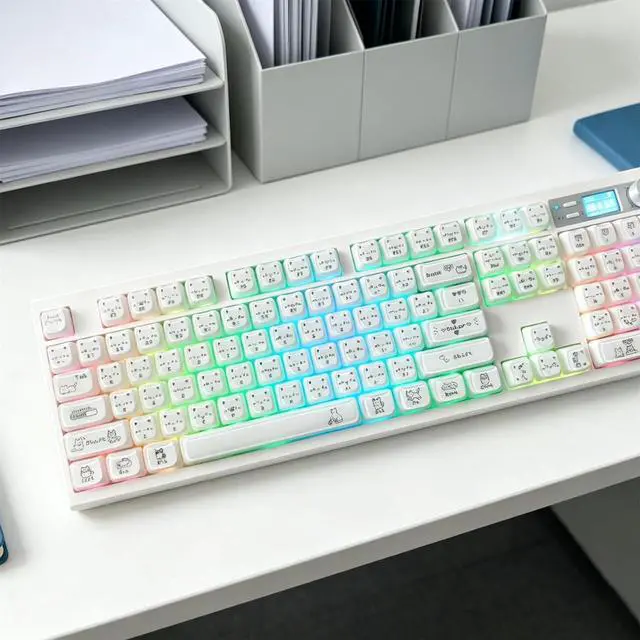 Alt view image 2 of 6 - Cute Cat Keycaps,Mao Profile Kawaii Cat-Shape Custom Anime Keycaps Full Size 119 Keys Set for Cherry MX Switch 100%/80%/75%/60% Mechanical Gaming Keyboard DIY (White)