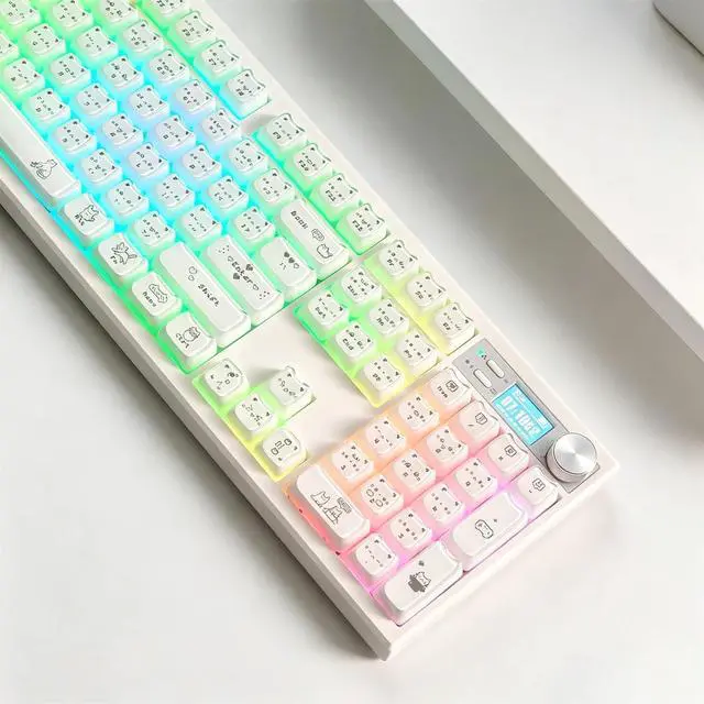 Alt view image 3 of 6 - Cute Cat Keycaps,Mao Profile Kawaii Cat-Shape Custom Anime Keycaps Full Size 119 Keys Set for Cherry MX Switch 100%/80%/75%/60% Mechanical Gaming Keyboard DIY (White)