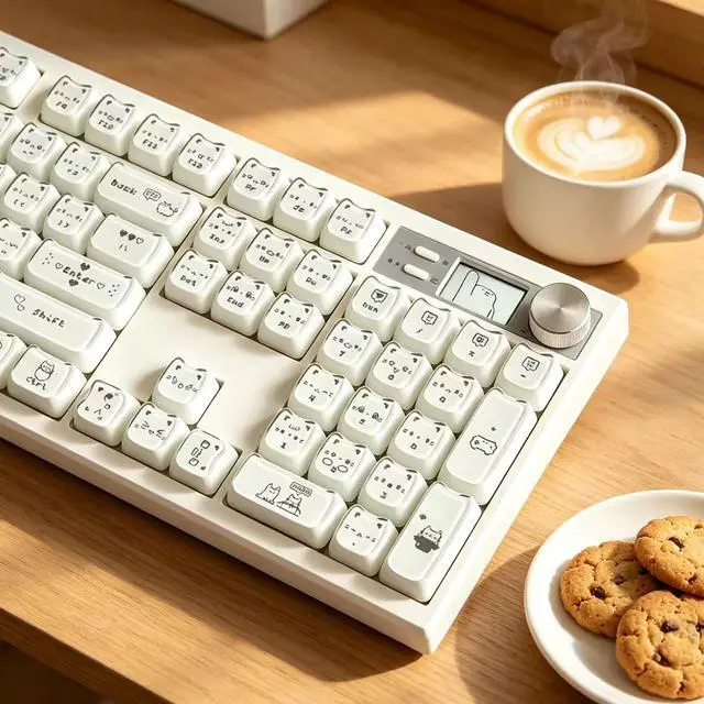 Alt view image 5 of 6 - Cute Cat Keycaps,Mao Profile Kawaii Cat-Shape Custom Anime Keycaps Full Size 119 Keys Set for Cherry MX Switch 100%/80%/75%/60% Mechanical Gaming Keyboard DIY (White)