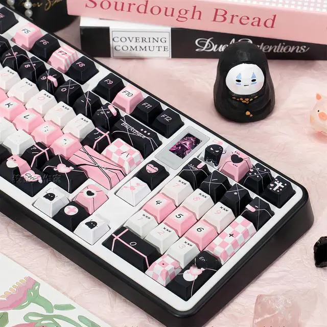 Alt view image 2 of 7 - Black Pink Keycaps,Cherry Profile Cool Keycaps PBT Dye-Sub 143 Keys Full Size Custom Aesthetic Key Cap Set for Cherry MX Switches ANSI Layout 100% 75% 60% Mechanical Keyboard DIY