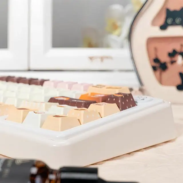 Alt view image 5 of 7 - Cute Piggy Keycaps,Cherry Profile Kawaii Anime Keycaps PBT Dye-Sub 143 Keys Full Size Custom Bakery Key Cap Set for Cherry MX Switches ANSI Layout 100% 75% 60% Mechanical Keyboard DIY (Brown)
