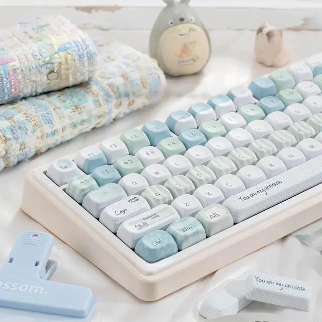 Main image of Cute Creamy Keycaps,MOA Profile Kawaii Keycaps PBT Dye-Sub 129 Keys Full Size Custom Key Cap Set for Cherry MX Switches ANSI Layout 100% 75% 60% Mechanical Keyboard DIY (Green-Antidote)