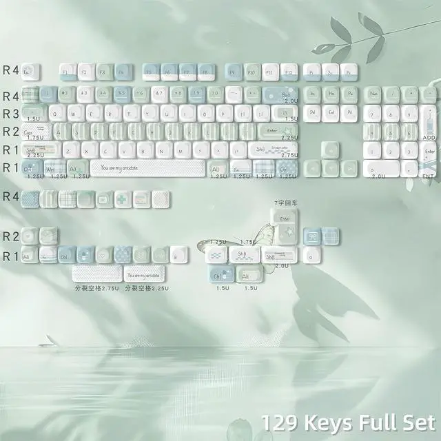 Alt view image 5 of 7 - Cute Creamy Keycaps,MOA Profile Kawaii Keycaps PBT Dye-Sub 129 Keys Full Size Custom Key Cap Set for Cherry MX Switches ANSI Layout 100% 75% 60% Mechanical Keyboard DIY (Green-Antidote)
