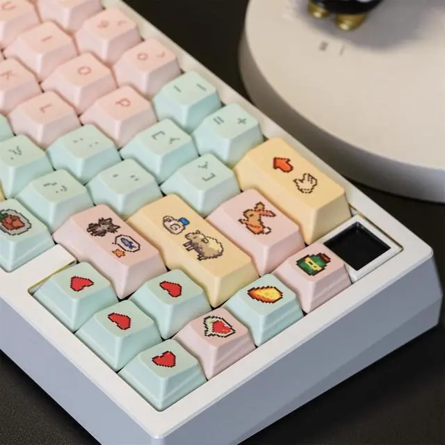 Alt view image 2 of 7 - Cute Anime Keycaps,Cherry Profile Kawaii Cartoon Dye Sublimation Thick PBT Keycaps Full Size 132 Keys Custom Key Cap for Cherry MX Switch 100% 75% 60% Mechanical Gaming Keyboard (Pink-Blue)