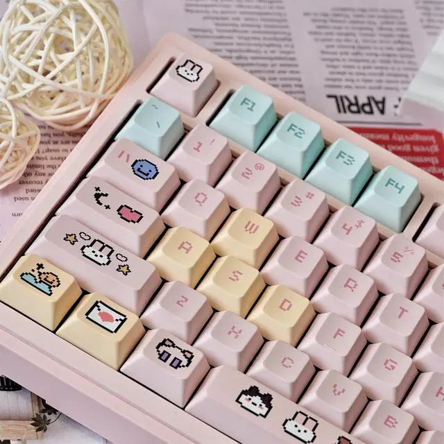 Alt view image 6 of 7 - Cute Anime Keycaps,Cherry Profile Kawaii Cartoon Dye Sublimation Thick PBT Keycaps Full Size 132 Keys Custom Key Cap for Cherry MX Switch 100% 75% 60% Mechanical Gaming Keyboard (Pink)