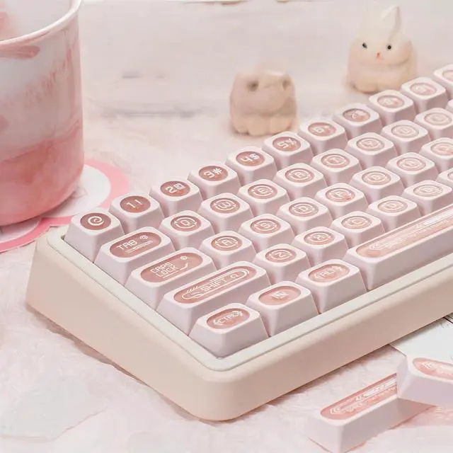 Main image of Shine Through Keycaps PC+PBT Frosted Translucent Keycaps Cat Eye Design Similar Cherry Profile Full Size 135 Keys Cap Set for Cherry MX Switches Mechanical Gaming Keyboard DIY (Pink)