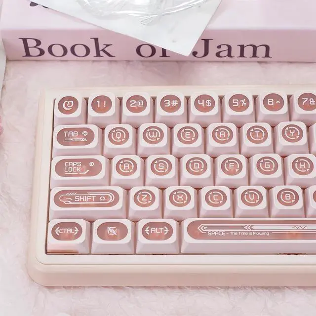 Alt view image 4 of 7 - Shine Through Keycaps PC+PBT Frosted Translucent Keycaps Cat Eye Design Similar Cherry Profile Full Size 135 Keys Cap Set for Cherry MX Switches Mechanical Gaming Keyboard DIY (Pink)