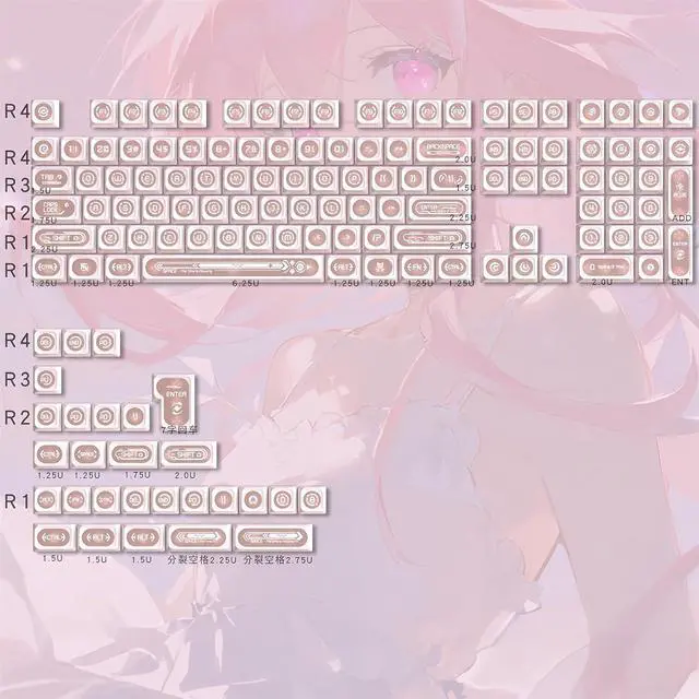 Alt view image 6 of 7 - Shine Through Keycaps PC+PBT Frosted Translucent Keycaps Cat Eye Design Similar Cherry Profile Full Size 135 Keys Cap Set for Cherry MX Switches Mechanical Gaming Keyboard DIY (Pink)