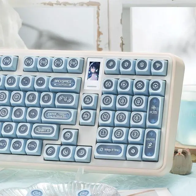 Alt view image 5 of 7 - Shine Through Keycaps PC+PBT Frosted Translucent Keycaps Cat Eye Design Similar Cherry Profile Full Size 135 Keys Cap Set for Cherry MX Switches Mechanical Gaming Keyboard DIY (Blue)