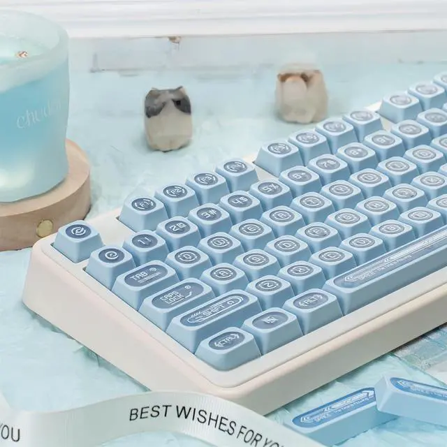Alt view image 7 of 7 - Shine Through Keycaps PC+PBT Frosted Translucent Keycaps Cat Eye Design Similar Cherry Profile Full Size 135 Keys Cap Set for Cherry MX Switches Mechanical Gaming Keyboard DIY (Blue)