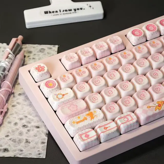 Main image of Cute Keycaps Set,MOA Profile Creamy Pink Keycaps Kawaii Japanese Anime Dye Sublimation PBT Keycap 133 Keys Full Size Custom Key Cap for Cherry MX Switch 75% 60% Mechanical Gaming Keyboard