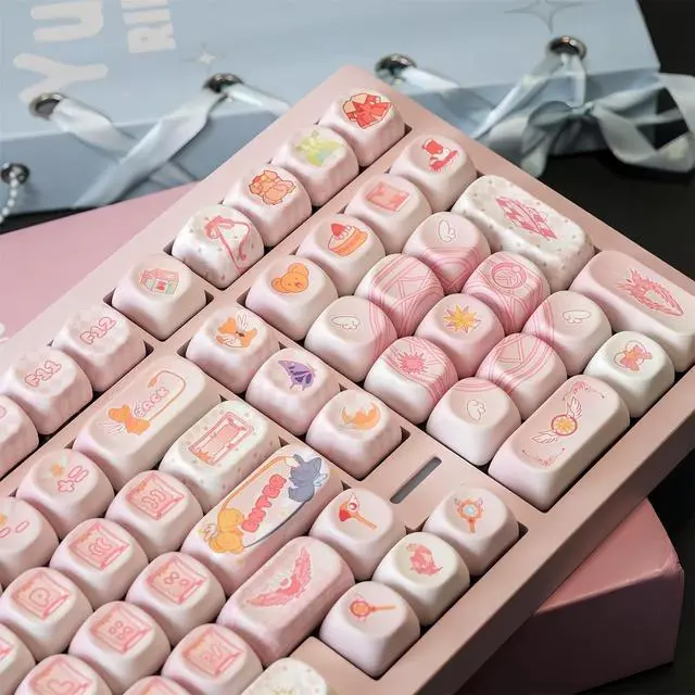 Alt view image 4 of 7 - Cute Keycaps Set,MOA Profile Creamy Pink Keycaps Kawaii Japanese Anime Dye Sublimation PBT Keycap 133 Keys Full Size Custom Key Cap for Cherry MX Switch 75% 60% Mechanical Gaming Keyboard
