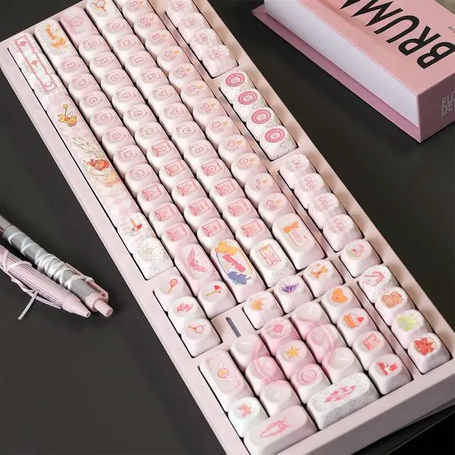 Alt view image 5 of 7 - Cute Keycaps Set,MOA Profile Creamy Pink Keycaps Kawaii Japanese Anime Dye Sublimation PBT Keycap 133 Keys Full Size Custom Key Cap for Cherry MX Switch 75% 60% Mechanical Gaming Keyboard