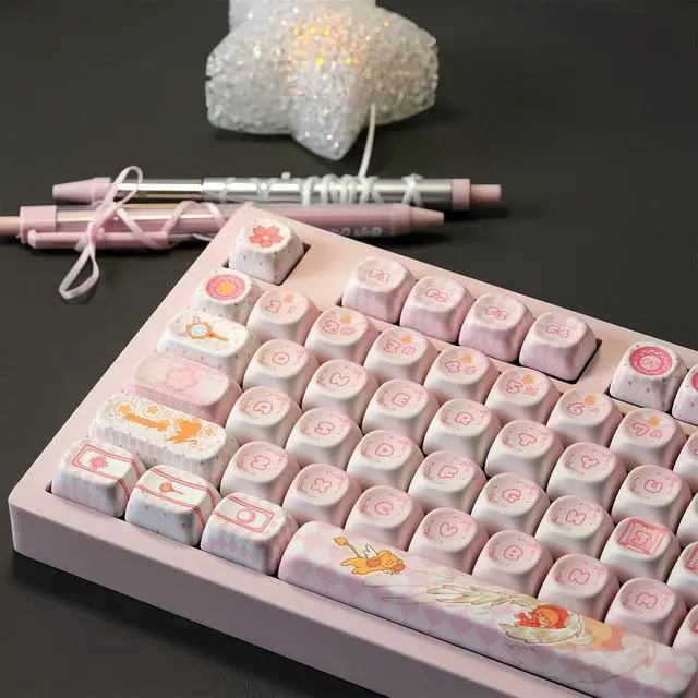 Alt view image 3 of 7 - Cute Keycaps Set,MOA Profile Creamy Pink Keycaps Kawaii Japanese Anime Dye Sublimation PBT Keycap 133 Keys Full Size Custom Key Cap for Cherry MX Switch 75% 60% Mechanical Gaming Keyboard