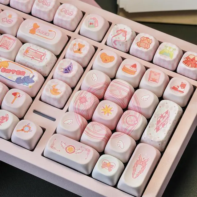 Alt view image 6 of 7 - Cute Keycaps Set,MOA Profile Creamy Pink Keycaps Kawaii Japanese Anime Dye Sublimation PBT Keycap 133 Keys Full Size Custom Key Cap for Cherry MX Switch 75% 60% Mechanical Gaming Keyboard