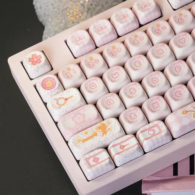 Alt view image 7 of 7 - Cute Keycaps Set,MOA Profile Creamy Pink Keycaps Kawaii Japanese Anime Dye Sublimation PBT Keycap 133 Keys Full Size Custom Key Cap for Cherry MX Switch 75% 60% Mechanical Gaming Keyboard