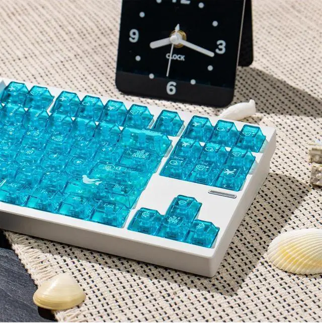 Alt view image 6 of 7 - Transparent Gradient Keycaps,Cherry Profile Clear PBT+PC Keycaps Shine Through 150 Keys Full Size Key Cap Set for Cherry MX Switches Mechanical Gaming Keyboard DIY (Sea-Blue)