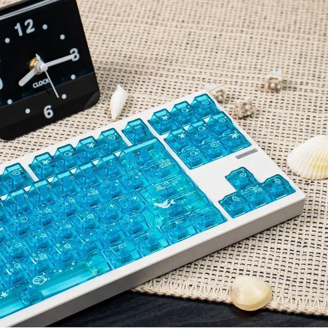 Alt view image 3 of 7 - Transparent Gradient Keycaps,Cherry Profile Clear PBT+PC Keycaps Shine Through 150 Keys Full Size Key Cap Set for Cherry MX Switches Mechanical Gaming Keyboard DIY (Sea-Blue)
