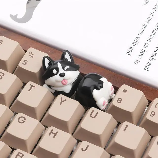 Alt view image 2 of 7 - Artisan Keycap,Cute Corgi-Dog Keycaps Custom Keyboard Keycaps Kawaii Cartoon Resin Key Cap for Cherry MX Switches Mechanical Gaming Keyboard Replacement Personalized Anime Keycap (Black)