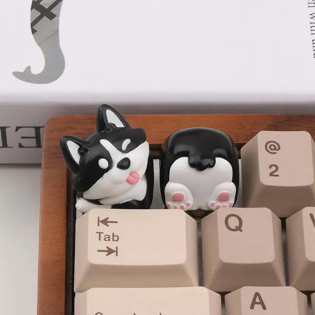 Alt view image 3 of 7 - Artisan Keycap,Cute Corgi-Dog Keycaps Custom Keyboard Keycaps Kawaii Cartoon Resin Key Cap for Cherry MX Switches Mechanical Gaming Keyboard Replacement Personalized Anime Keycap (Black)