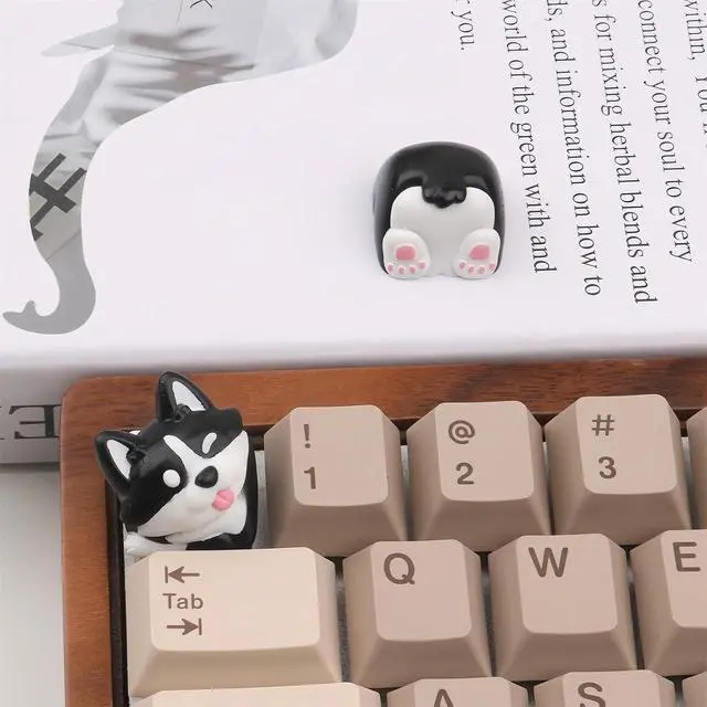 Alt view image 4 of 7 - Artisan Keycap,Cute Corgi-Dog Keycaps Custom Keyboard Keycaps Kawaii Cartoon Resin Key Cap for Cherry MX Switches Mechanical Gaming Keyboard Replacement Personalized Anime Keycap (Black)