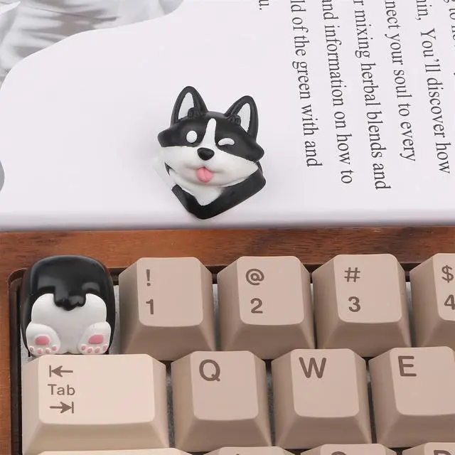 Alt view image 5 of 7 - Artisan Keycap,Cute Corgi-Dog Keycaps Custom Keyboard Keycaps Kawaii Cartoon Resin Key Cap for Cherry MX Switches Mechanical Gaming Keyboard Replacement Personalized Anime Keycap (Black)
