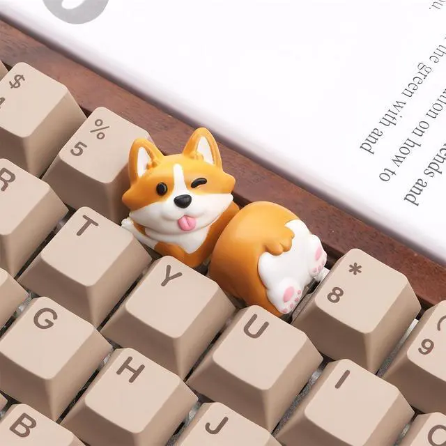 Alt view image 2 of 7 - Artisan Keycap,Cute Corgi-Dog Keycaps Custom Keyboard Keycaps Kawaii Cartoon Resin Key Cap for Cherry MX Switches Mechanical Gaming Keyboard Replacement Personalized Anime Keycap (Yellow)