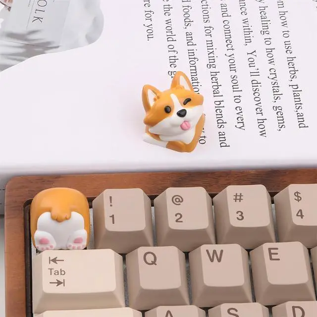 Alt view image 3 of 7 - Artisan Keycap,Cute Corgi-Dog Keycaps Custom Keyboard Keycaps Kawaii Cartoon Resin Key Cap for Cherry MX Switches Mechanical Gaming Keyboard Replacement Personalized Anime Keycap (Yellow)