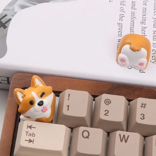 Alt view image 4 of 7 - Artisan Keycap,Cute Corgi-Dog Keycaps Custom Keyboard Keycaps Kawaii Cartoon Resin Key Cap for Cherry MX Switches Mechanical Gaming Keyboard Replacement Personalized Anime Keycap (Yellow)
