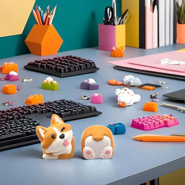 Alt view image 6 of 7 - Artisan Keycap,Cute Corgi-Dog Keycaps Custom Keyboard Keycaps Kawaii Cartoon Resin Key Cap for Cherry MX Switches Mechanical Gaming Keyboard Replacement Personalized Anime Keycap (Yellow)