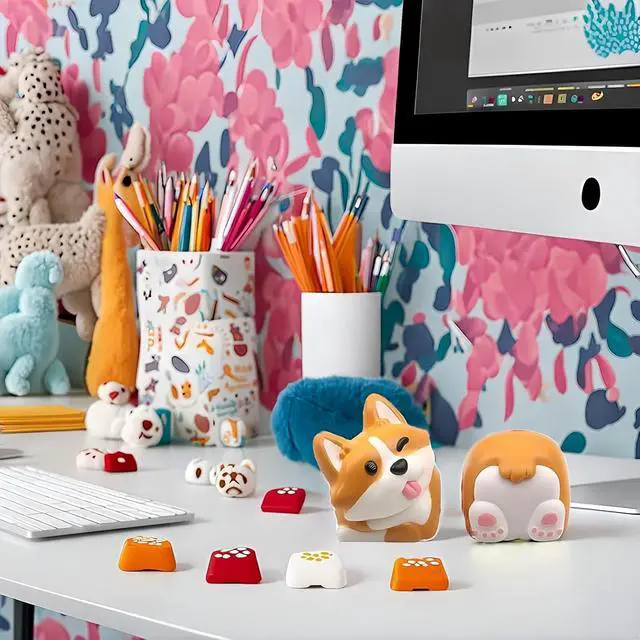 Alt view image 7 of 7 - Artisan Keycap,Cute Corgi-Dog Keycaps Custom Keyboard Keycaps Kawaii Cartoon Resin Key Cap for Cherry MX Switches Mechanical Gaming Keyboard Replacement Personalized Anime Keycap (Yellow)