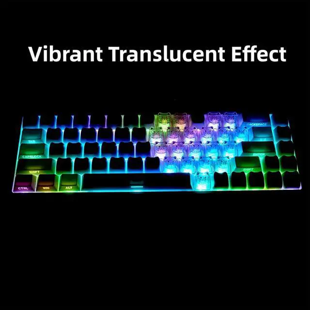 Alt view image 4 of 7 - Cute Cat Shape Keycaps,Mao Profile 21Keys Heart-Shaped PC Transparent Keycaps RGB Backlit Custom Keycaps Set for Cherry MX Switches Mechanical Gaming Keyboard DIY (Pink)