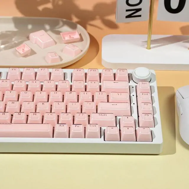 Alt view image 4 of 7 - Crystal Jelly Keycaps,Pink Shine Through Custom Translucent Keycaps 136 Keys MDA Profile Full Size Keycap Set for 61/68/84/87/98/100 Cherry MX Mechanical Gaming Keyboard DIY (Pink)