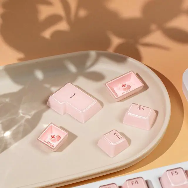 Alt view image 6 of 7 - Crystal Jelly Keycaps,Pink Shine Through Custom Translucent Keycaps 136 Keys MDA Profile Full Size Keycap Set for 61/68/84/87/98/100 Cherry MX Mechanical Gaming Keyboard DIY (Pink)
