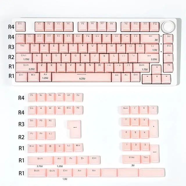 Alt view image 7 of 7 - Crystal Jelly Keycaps,Pink Shine Through Custom Translucent Keycaps 136 Keys MDA Profile Full Size Keycap Set for 61/68/84/87/98/100 Cherry MX Mechanical Gaming Keyboard DIY (Pink)