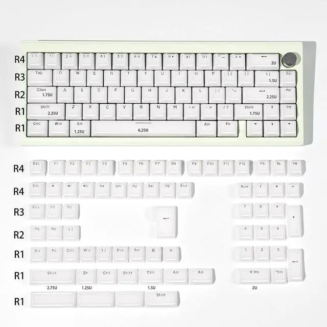 Alt view image 7 of 7 - Crystal Jelly Keycaps,Shine Through Custom Translucent Keycaps 136 Keys MDA Profile Full Size Keycap Set for 61/68/84/87/98/100 Cherry MX Mechanical Gaming Keyboard DIY (White)