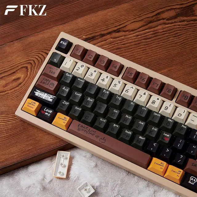 Alt view image 2 of 7 - Retro PBT Keycaps,Cherry Profile Dye-Sub Keycaps 75 Percent 129 Keys Custom Keycaps Set for 60% 65% 70% 100Percent Full Size Cherry MX Switch ANSI Layout Mechanical Gaming Keyboard (Love-Story)