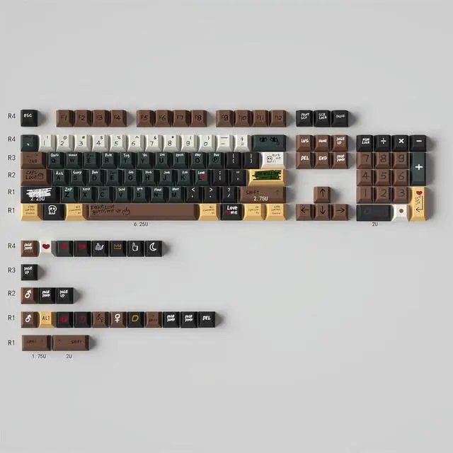 Alt view image 7 of 7 - Retro PBT Keycaps,Cherry Profile Dye-Sub Keycaps 75 Percent 129 Keys Custom Keycaps Set for 60% 65% 70% 100Percent Full Size Cherry MX Switch ANSI Layout Mechanical Gaming Keyboard (Love-Story)