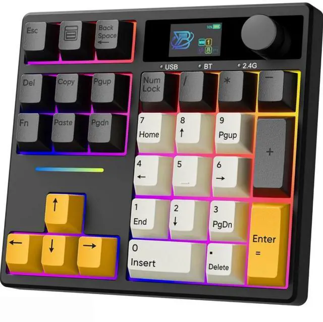 Main image of X BOYI TD31Pro Mechanical Numpad,Hot Swap Number Pad Keyboard with Screen&Knob Wireless BT5.0/2.4G/USB-C Wired Numeric Keypad Gasket RGB Gaming Numpad Mini Keyboard for PC/Laptop (Black)